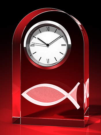 Fisch / ICHTHYS - Uhr, Glas rund – GLASFOTO.COM